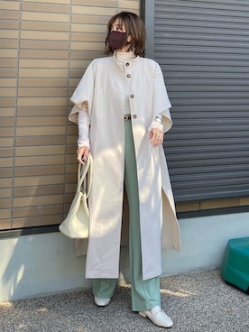「トレンチ」｜「アイテム（アクセサリー）」を使った、miho🅰ニコさん（レディース・165cm）の春コーディネート