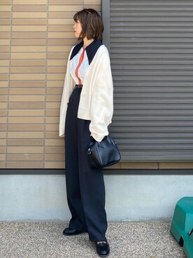 「SONA（ソナ）のアイテム（スラックス）」を使った、miho🅰ニコさん（レディース・165cm）の春コーディネート