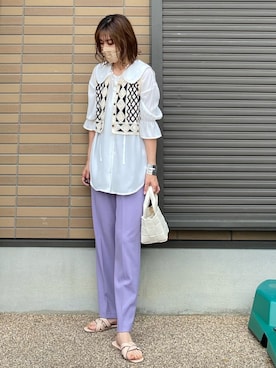 「TODAYFUL（トゥデイフル）のアソートチェーンネックレス（ネックレス）」を使った、miho🅰ニコさん（レディース・165cm）の春コーディネート