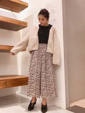 「LEPSIM（レプシィム）のボアZIPブルゾン　847157（ブルゾン、ベージュ系）」を使った、chieminさん（レディース・162cm）の秋コーディネート