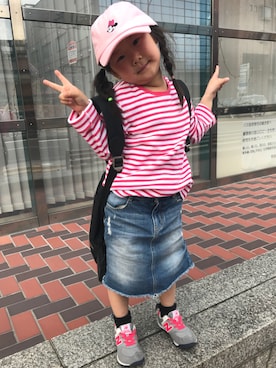 「アイテム（スカート）」を使った、satomiyuさん（キッズ・110cm）の春コーディネート