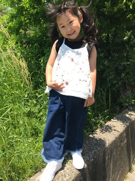 「アイテム（キャミソール）」を使った、satomiyuさん（キッズ・110cm）の春コーディネート