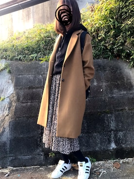 「オーバーサイズコート」｜「アイテム（パーカー）」を使った、satomiyuさん（レディース・168cm）の冬コーディネート