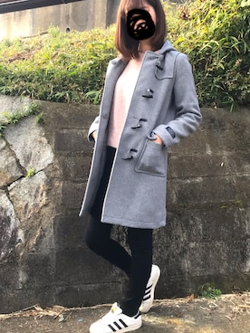 「くすみピンク」｜「アイテム（ダッフルコート）」を使った、satomiyuさん（レディース・168cm）の冬コーディネート