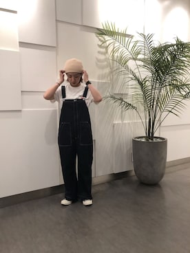 「ステッチ」｜「アイテム（オールインワン・サロペット）」を使った、risaさん（レディース・155cm）の夏コーディネート