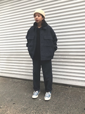 「JUNRED（ジュンレッド）のアイテム（ブルゾン）」を使った、risaさん（レディース・155cm）の冬コーディネート