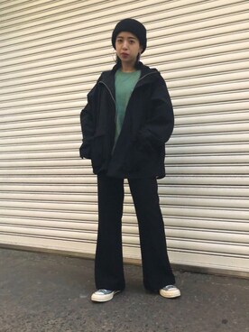 「JUNRED（ジュンレッド）のアイテム（ブルゾン）」を使った、risaさん（レディース・155cm）の冬コーディネート