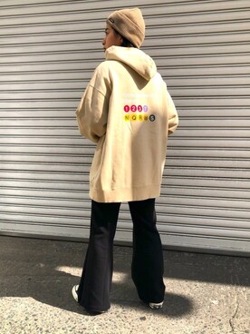 「JUNRED（ジュンレッド）のアイテム（ニットキャップ/ビーニー）」を使った、risaさん（レディース・155cm）の冬コーディネート