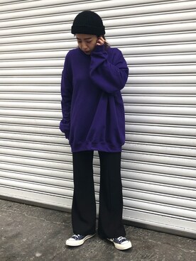 「JUNRED（ジュンレッド）のアイテム（ニットキャップ/ビーニー）」を使った、risaさん（レディース・155cm）の春コーディネート