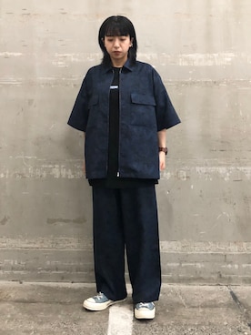 「JUNRED（ジュンレッド）のアイテム（ブルゾン）」を使った、risaさん（レディース・155cm）の夏コーディネート
