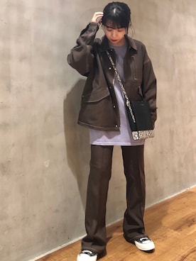 「JUNRED（ジュンレッド）のアイテム（ブルゾン）」を使った、risaさん（レディース・155cm）の秋コーディネート