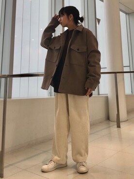 「JUNRED（ジュンレッド）のアイテム（ブルゾン）」を使った、risaさん（レディース・155cm）の秋コーディネート
