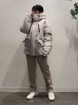 「JUNRED（ジュンレッド）のアイテム（ダウンジャケット/コート）」を使った、risaさん（レディース・155cm）の秋コーディネート