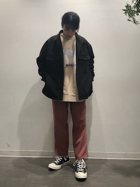 「JUNRED（ジュンレッド）のアイテム（ブルゾン）」を使った、risaさん（レディース・155cm）の秋コーディネート