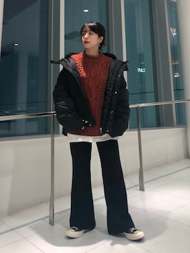 「JUNRED（ジュンレッド）のアイテム（ダウンジャケット/コート）」を使った、risaさん（レディース・155cm）の冬コーディネート