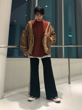 「JUNRED（ジュンレッド）のアイテム（ブルゾン）」を使った、risaさん（レディース・155cm）の冬コーディネート