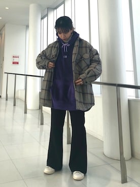 「JUNRED（ジュンレッド）のアイテム（ブルゾン）」を使った、risaさん（レディース・155cm）の冬コーディネート