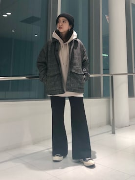 「JUNRED（ジュンレッド）のアイテム（ジャケット/アウター）」を使った、risaさん（レディース・155cm）の冬コーディネート