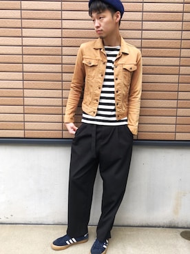 「アイテム（ハンチング/ベレー帽）」を使った、永森コウヤさん（メンズ・177cm・20代）の秋コーディネート