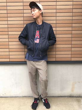 「アイテム（ブルゾン）」を使った、永森コウヤさん（メンズ・177cm・30代）の秋コーディネート