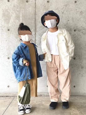 「アイテム（ブルゾン、ホワイト系）」を使った、®️さん（キッズ・127cm）の春コーディネート
