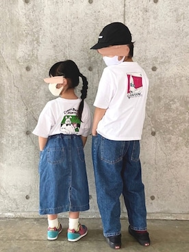 「apres les cours（アプレレクール）のアイテム（キャップ）」を使った、®️さん（キッズ・128cm）の春コーディネート