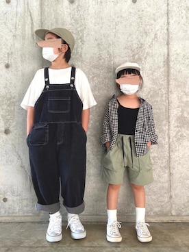 「シミラールック」｜「アイテム（オールインワン・サロペット）」を使った、®️さん（キッズ・128cm）の夏コーディネート