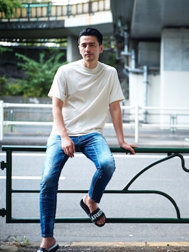「DSQUARED2（ディースクエアード）のアイテム（サンダル）」を使った、yuya kudoさん（メンズ・182cm）の夏コーディネート