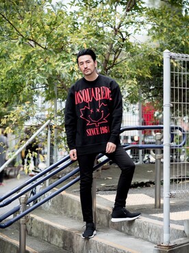 「DSQUARED2（ディースクエアード）のアイテム（スウェット）」を使った、yuya kudoさん（メンズ・182cm）の秋コーディネート