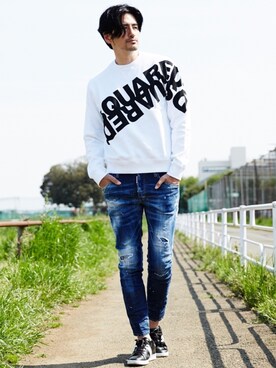 「DSQUARED2（ディースクエアード）のアイテム（スウェット）」を使った、yuya kudoさん（メンズ・182cm）の春コーディネート