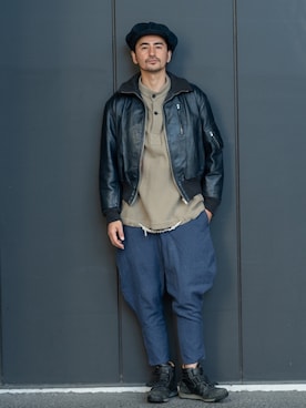 「ジャーマントレーナー」｜「アイテム（その他アウター）」を使った、yuya kudoさん（メンズ・182cm）の冬コーディネート
