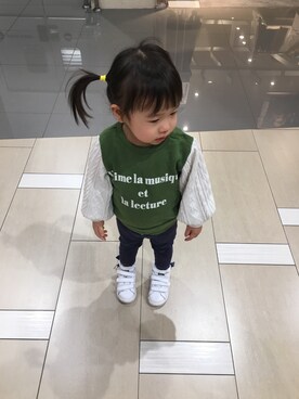 「2歳3ヶ月」｜「アイテム（スウェット）」を使った、Rinnaさん（キッズ・80cm）の秋コーディネート