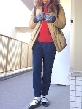「red」｜「アイテム（パンプス）」を使った、すぎこさん（レディース・157cm）の冬コーディネート