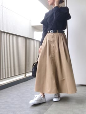 「フリルトップス」｜すぎこさん（レディース・157cm）の春コーディネート