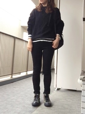 「黒リュック」｜「アイテム（アクセサリー）」を使った、すぎこさん（レディース・157cm）の秋コーディネート