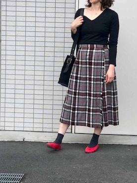 「赤い靴」｜「アイテム（アクセサリー）」を使った、すぎこさん（レディース・157cm）の秋コーディネート