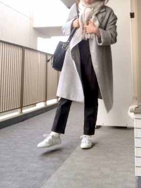 「コクーンコート」｜「アイテム（オールインワン・サロペット）」を使った、すぎこさん（レディース・157cm）の冬コーディネート