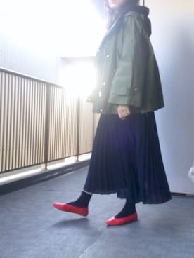 「カーキアウター」｜「アイテム（マウンテンパーカー）」を使った、すぎこさん（レディース・157cm）の春コーディネート
