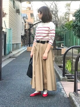 「赤い靴」｜すぎこさん（レディース・157cm）の春コーディネート