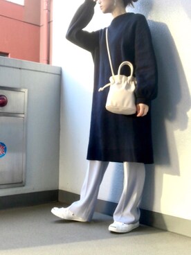 「LOWRYS FARM（ローリーズファーム）のセンタープレスカラーフレアパンツ　870189（その他パンツ）」を使った、すぎこさん（レディース・157cm）の秋コーディネート