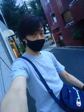「Champion（チャンピオン）のアイテム（ショルダーバッグ）」を使った、龍太郎さん（メンズ・170cm）の夏コーディネート