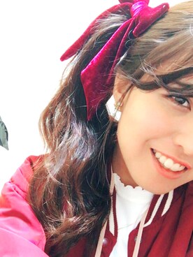 「GU（ジーユー）のアイテム（ヘアゴム、レッド系）」を使った、みさん（レディース）の秋コーディネート