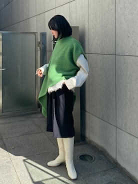 「2wayワンピース」｜「アイテム（ジャケット/アウター）」を使った、MAISON SPECIALさん（レディース・167cm）の冬コーディネート
