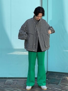 「MAISON SPECIAL（メゾンスペシャル）のアイテム（モカシン/デッキシューズ）」を使った、MAISON SPECIALさん（メンズ・178cm）の秋コーディネート