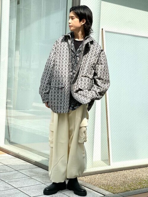 小紋柄ジャガードプライムオーバーカバーオールジャケット　メゾンスペシャル ユニセックスアイテム》小紋柄ジャガードプライムオーバー