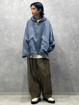 「MAISON SPECIAL（メゾンスペシャル）の《ユニセックスアイテム》ALBINI/アルビニ ヴィヴィッドカラースムースプライムオーバークルーネックロングスリーブTシャツ 【MAISON SPECIAL/メゾンスペシャル】（Tシャツ/カットソー）」を使った、MAISON SPECIALさん（メンズ・178cm）の秋コーディネート