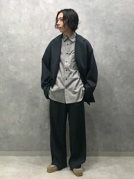 「MAISON SPECIAL（メゾンスペシャル）のアイテム（モカシン/デッキシューズ）」を使った、MAISON SPECIALさん（メンズ・175cm）の秋コーディネート