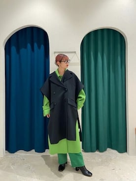 「ジレ」｜「アイテム（ステンカラーコート）」を使った、MAISON SPECIALさん（レディース・159cm）の秋コーディネート