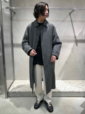 「秋トレンド2021」｜「アイテム（ステンカラーコート）」を使った、MAISON SPECIALさん（メンズ・175cm）の秋コーディネート