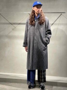 「秋トレンド2021」｜「アイテム（ステンカラーコート）」を使った、MAISON SPECIALさん（メンズ・185cm）の秋コーディネート